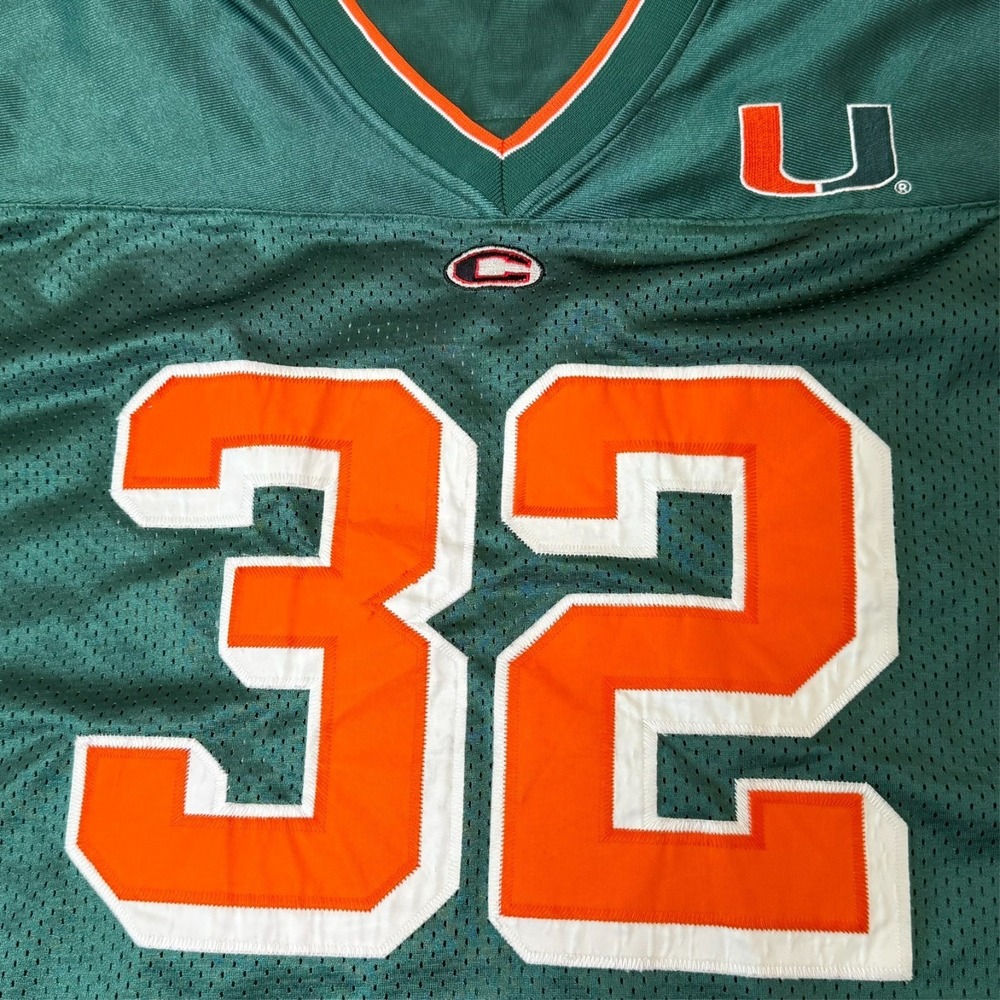 Vintage Rare Miami Hurricanes #32 Men's 4XL Colosseum Football Jersey Green NCAA - Picture 4 of 14